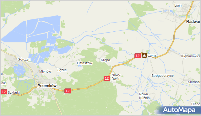 mapa Krępa gmina Przemków, Krępa gmina Przemków na mapie Targeo