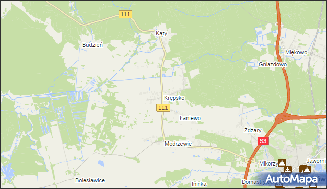mapa Krępsko gmina Goleniów, Krępsko gmina Goleniów na mapie Targeo