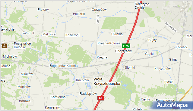 mapa Krężna, Krężna na mapie Targeo