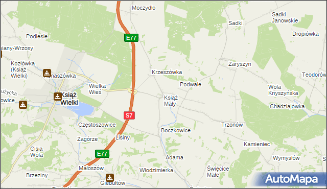 mapa Książ Mały, Książ Mały na mapie Targeo