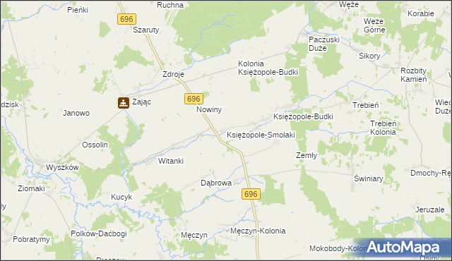 mapa Księżopole-Smolaki, Księżopole-Smolaki na mapie Targeo