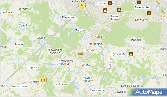 mapa Księżyno, Księżyno na mapie Targeo