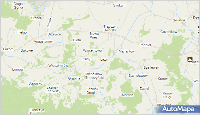 mapa Łazy gmina Zagórów, Łazy gmina Zagórów na mapie Targeo