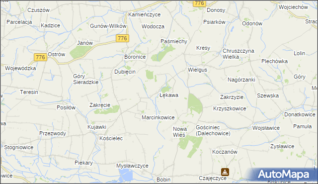 mapa Łękawa gmina Kazimierza Wielka, Łękawa gmina Kazimierza Wielka na mapie Targeo