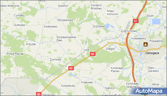 mapa Lipa gmina Raciąż, Lipa gmina Raciąż na mapie Targeo