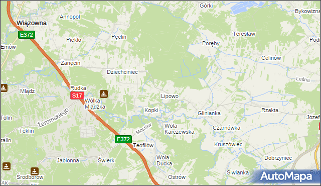 mapa Lipowo gmina Wiązowna, Lipowo gmina Wiązowna na mapie Targeo