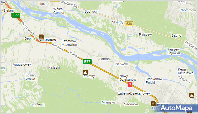 mapa Łomna gmina Czosnów, Łomna gmina Czosnów na mapie Targeo