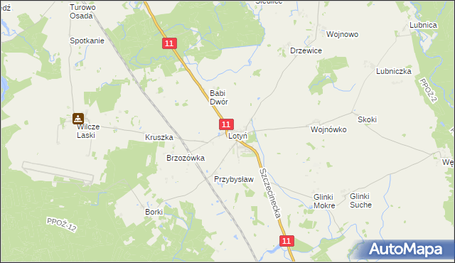 mapa Lotyń gmina Okonek, Lotyń gmina Okonek na mapie Targeo