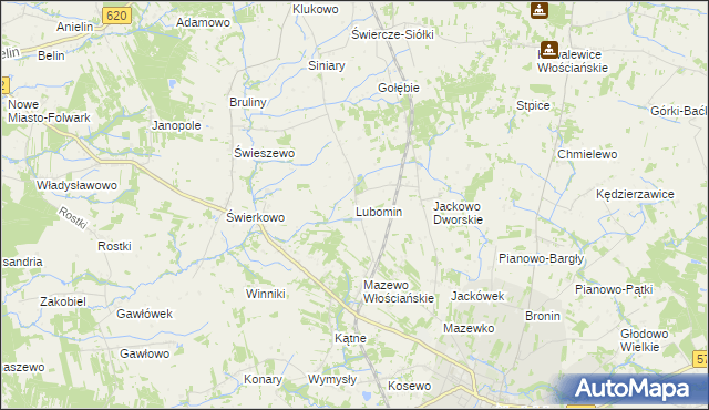 mapa Lubomin gmina Nasielsk, Lubomin gmina Nasielsk na mapie Targeo