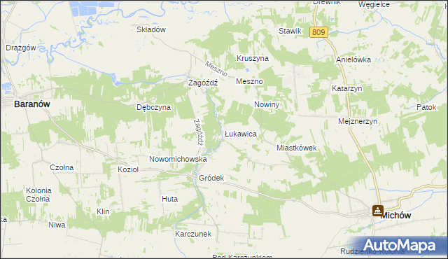 mapa Łukawica gmina Baranów, Łukawica gmina Baranów na mapie Targeo