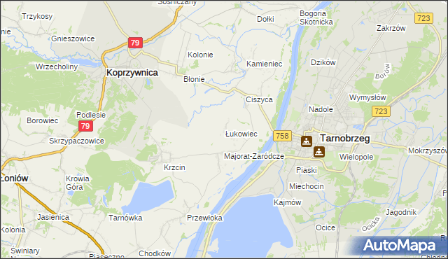 mapa Łukowiec gmina Koprzywnica, Łukowiec gmina Koprzywnica na mapie Targeo