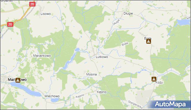 mapa Lutkowo gmina Dobrzany, Lutkowo gmina Dobrzany na mapie Targeo