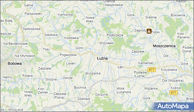 mapa Łużna, Łużna na mapie Targeo