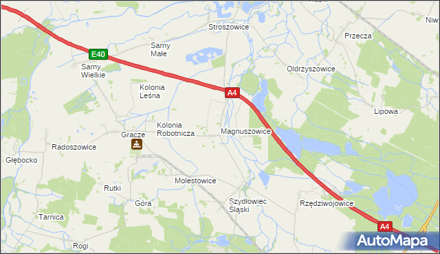 mapa Magnuszowice, Magnuszowice na mapie Targeo