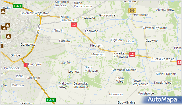 mapa Małęczyn gmina Gózd, Małęczyn gmina Gózd na mapie Targeo