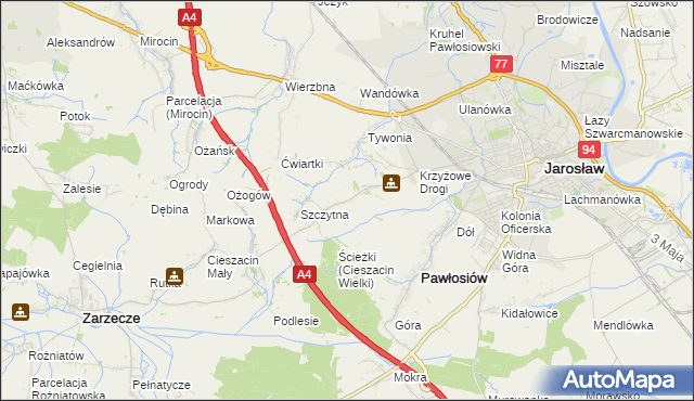 mapa Maleniska gmina Pawłosiów, Maleniska gmina Pawłosiów na mapie Targeo