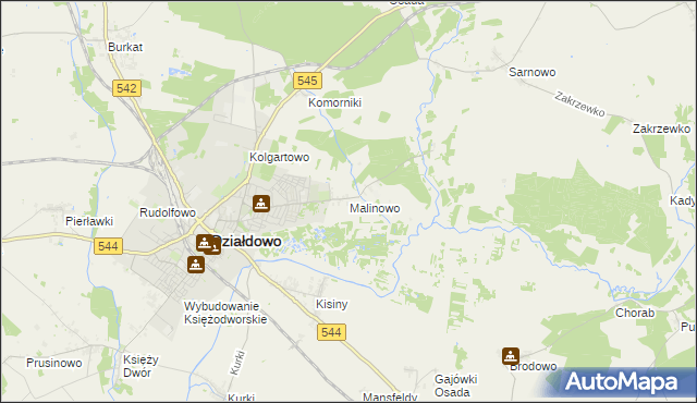 mapa Malinowo gmina Działdowo, Malinowo gmina Działdowo na mapie Targeo