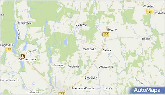 mapa Maszewko gmina Maszewo, Maszewko gmina Maszewo na mapie Targeo