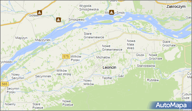 mapa Michałów gmina Leoncin, Michałów gmina Leoncin na mapie Targeo