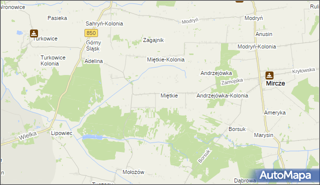 mapa Miętkie gmina Mircze, Miętkie gmina Mircze na mapie Targeo