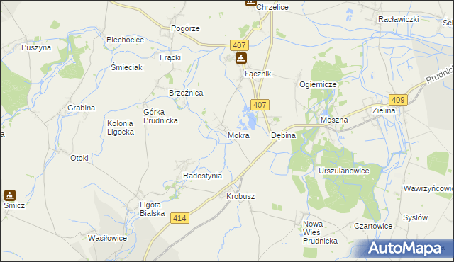 mapa Mokra gmina Biała, Mokra gmina Biała na mapie Targeo