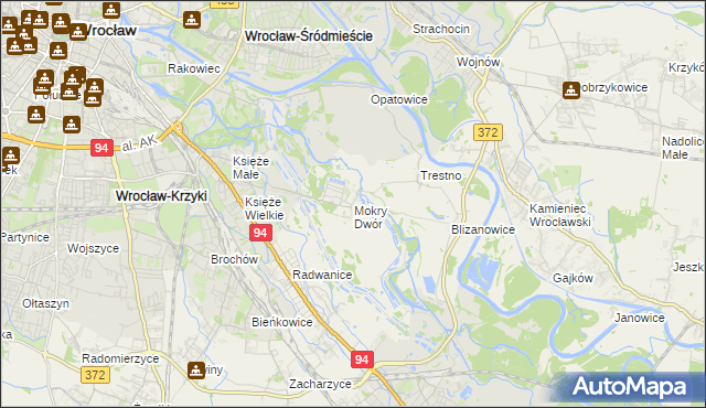 mapa Mokry Dwór gmina Siechnice, Mokry Dwór gmina Siechnice na mapie Targeo