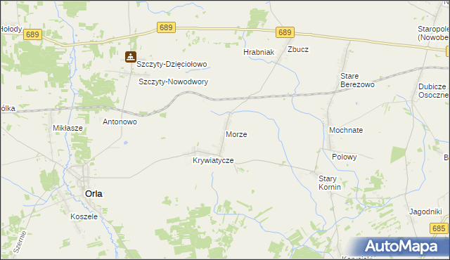 mapa Morze gmina Czyże, Morze gmina Czyże na mapie Targeo