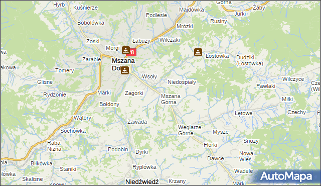 mapa Mszana Górna, Mszana Górna na mapie Targeo