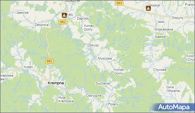 mapa Myscowa, Myscowa na mapie Targeo