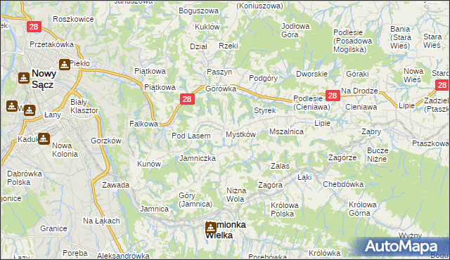 mapa Mystków, Mystków na mapie Targeo