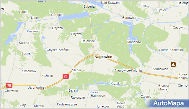 mapa Nagłowice, Nagłowice na mapie Targeo