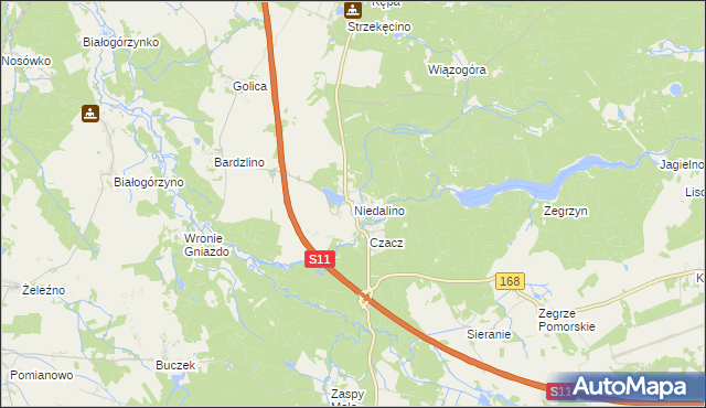 mapa Niedalino, Niedalino na mapie Targeo