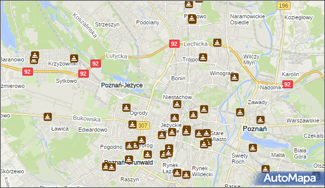 mapa Niestachów gmina Poznań, Niestachów gmina Poznań na mapie Targeo