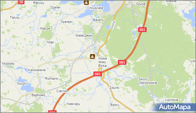 mapa Nowa Wieś Ełcka, Nowa Wieś Ełcka na mapie Targeo