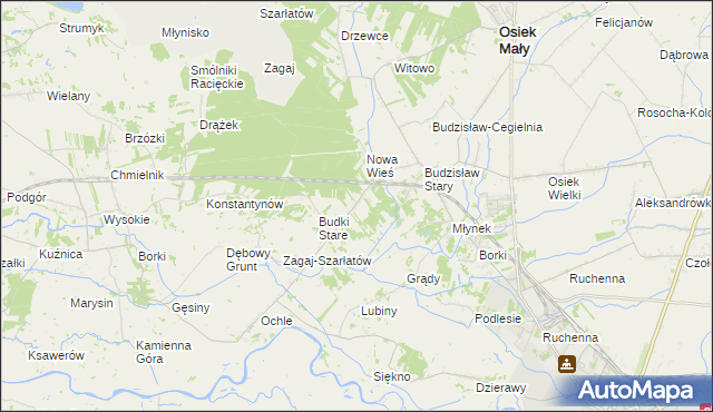 mapa Nowe Budki, Nowe Budki na mapie Targeo