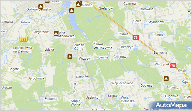 mapa Nowinki gmina Piaseczno, Nowinki gmina Piaseczno na mapie Targeo