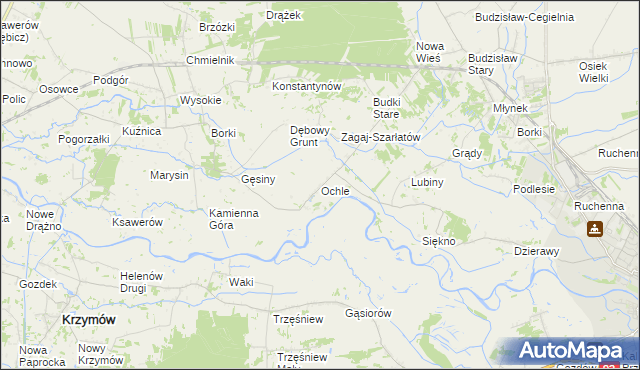 mapa Ochle gmina Koło, Ochle gmina Koło na mapie Targeo