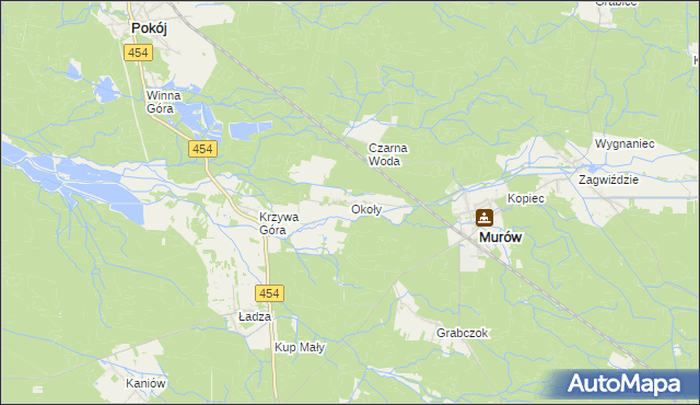 mapa Okoły gmina Murów, Okoły gmina Murów na mapie Targeo