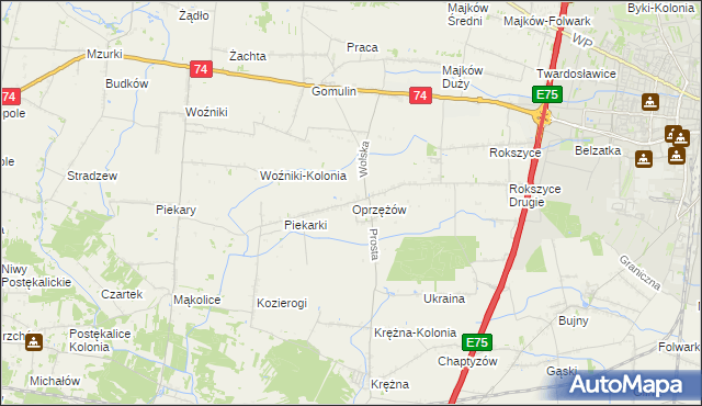 mapa Oprzężów, Oprzężów na mapie Targeo