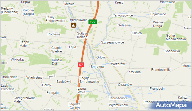 mapa Orłów gmina Słomniki, Orłów gmina Słomniki na mapie Targeo