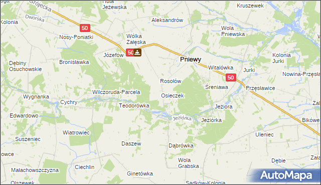 mapa Osieczek gmina Pniewy, Osieczek gmina Pniewy na mapie Targeo