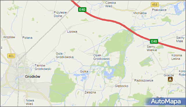 mapa Osiek Grodkowski, Osiek Grodkowski na mapie Targeo