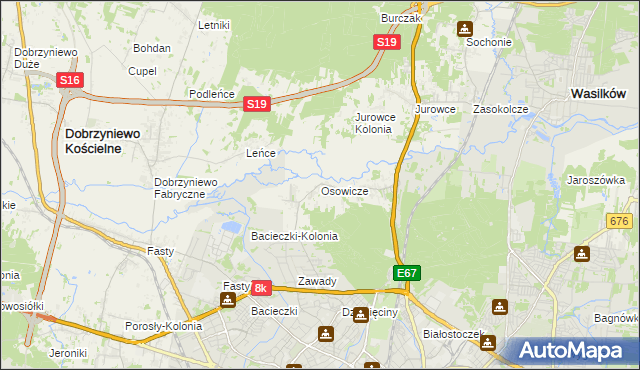 mapa Osowicze, Osowicze na mapie Targeo