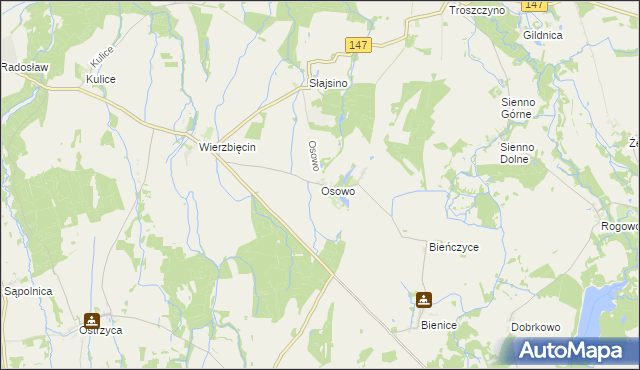 mapa Osowo gmina Nowogard, Osowo gmina Nowogard na mapie Targeo