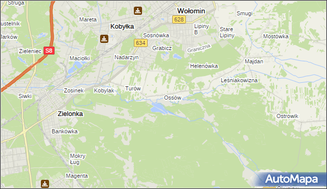 mapa Ossów, Ossów na mapie Targeo