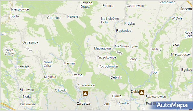 mapa Paczółtowice, Paczółtowice na mapie Targeo