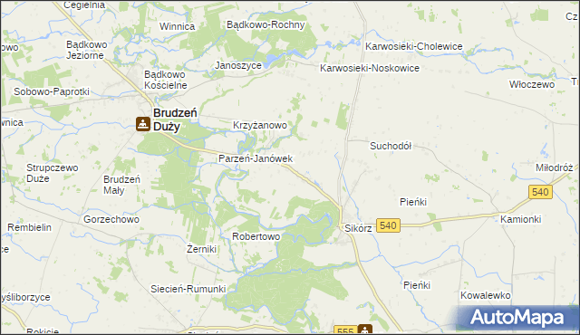 mapa Parzeń, Parzeń na mapie Targeo