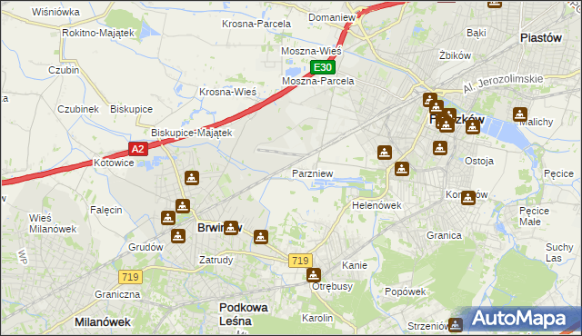 mapa Parzniew, Parzniew na mapie Targeo
