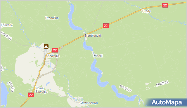 mapa Piaski gmina Jastrowie, Piaski gmina Jastrowie na mapie Targeo