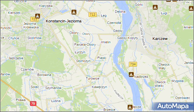 mapa Piaski gmina Konstancin-Jeziorna, Piaski gmina Konstancin-Jeziorna na mapie Targeo